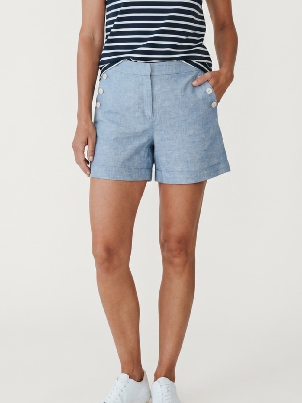 NWT LOFT Chambray Linen Sailor Shorts size 14